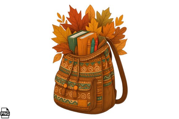 Backpack with Autumn Leaves Books PNG: A Practical Asset for Seasonal Design