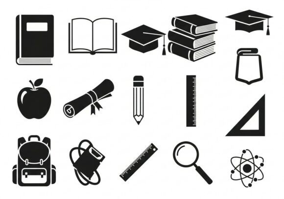 Black and White School Education Books: A Versatile Visual Toolkit for Creators