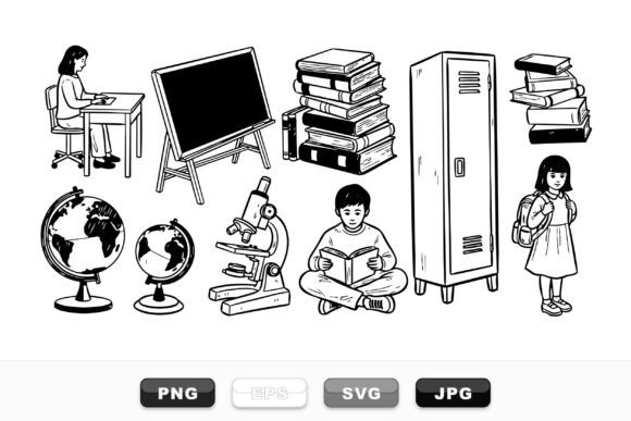 School Education Clipart Set: Elevating Your Visual Storytelling