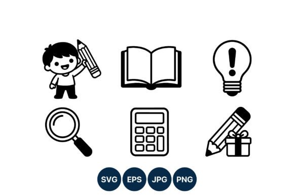 School Education Icons Black White: A Strategic Asset for Visual Communication