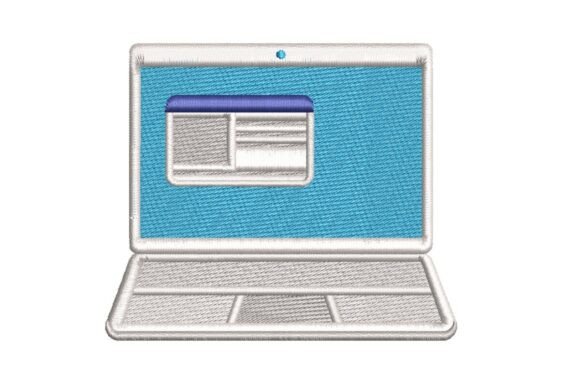 Stylized Laptop Computer Embroidery Design: Bridging Tech and Textile Art